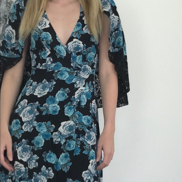 Free People Midnight Garden Blue Rose Floral Maxi Dress 6 - Picture 5 of 8